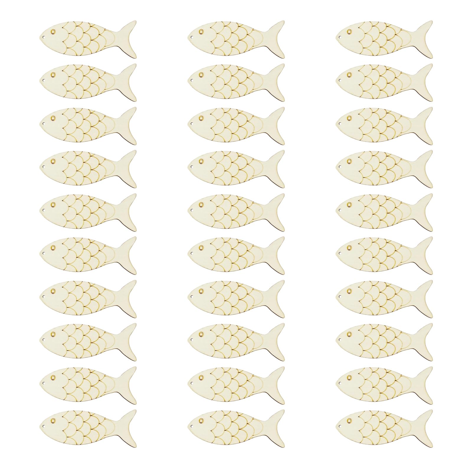 HZBB Multiuse Wood Fish 30PCS Artistic Natural Texture for Wooden Fish Cutouts with Holes