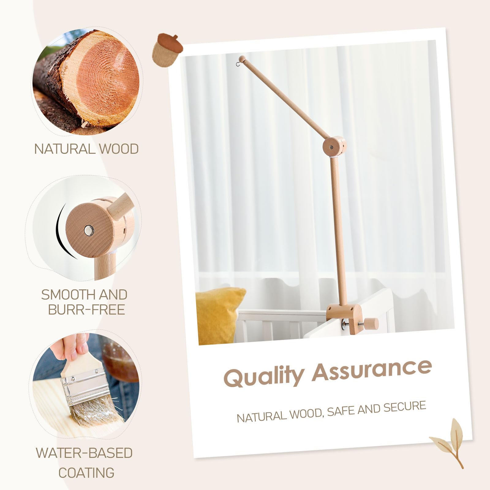 let's make Wooden Mobile Holder for Baby Bed Height Adjustable & 360° Rotating Mobile Arm with Extended Curved Base - Image 3