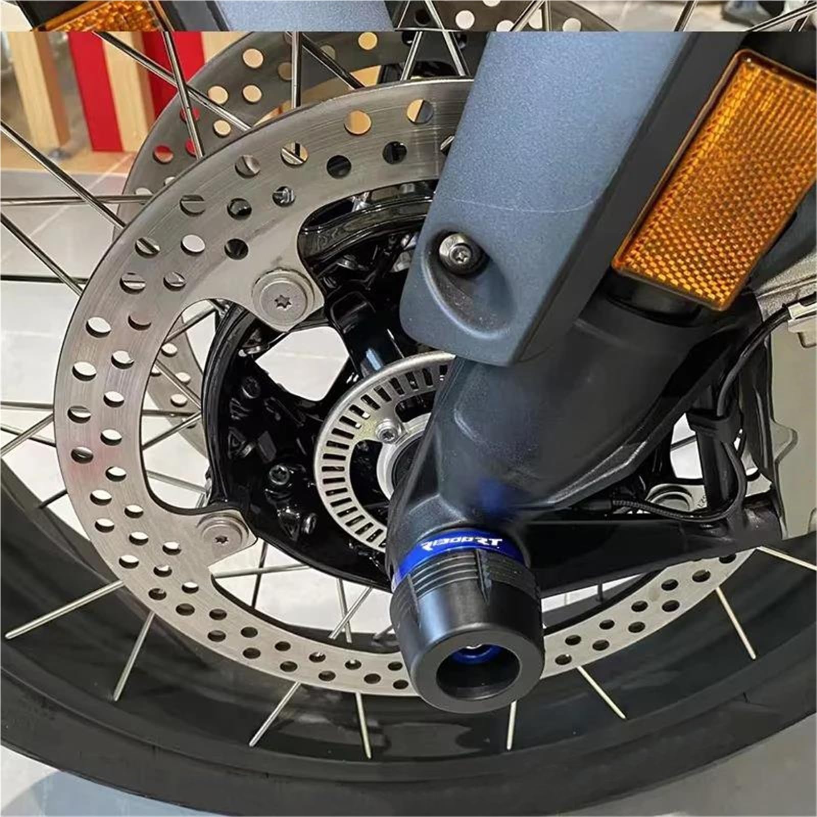 Protection Antichute pour Fourche Et Axe De Roue Avant/arrière De Moto pour Suzuki GSXS 750, GSX-S1000F, GSXS 1000 GT, GSXR 750 Et GSXS 750. Protection Anti-Chute(Bleu,Avant Arrière 750)