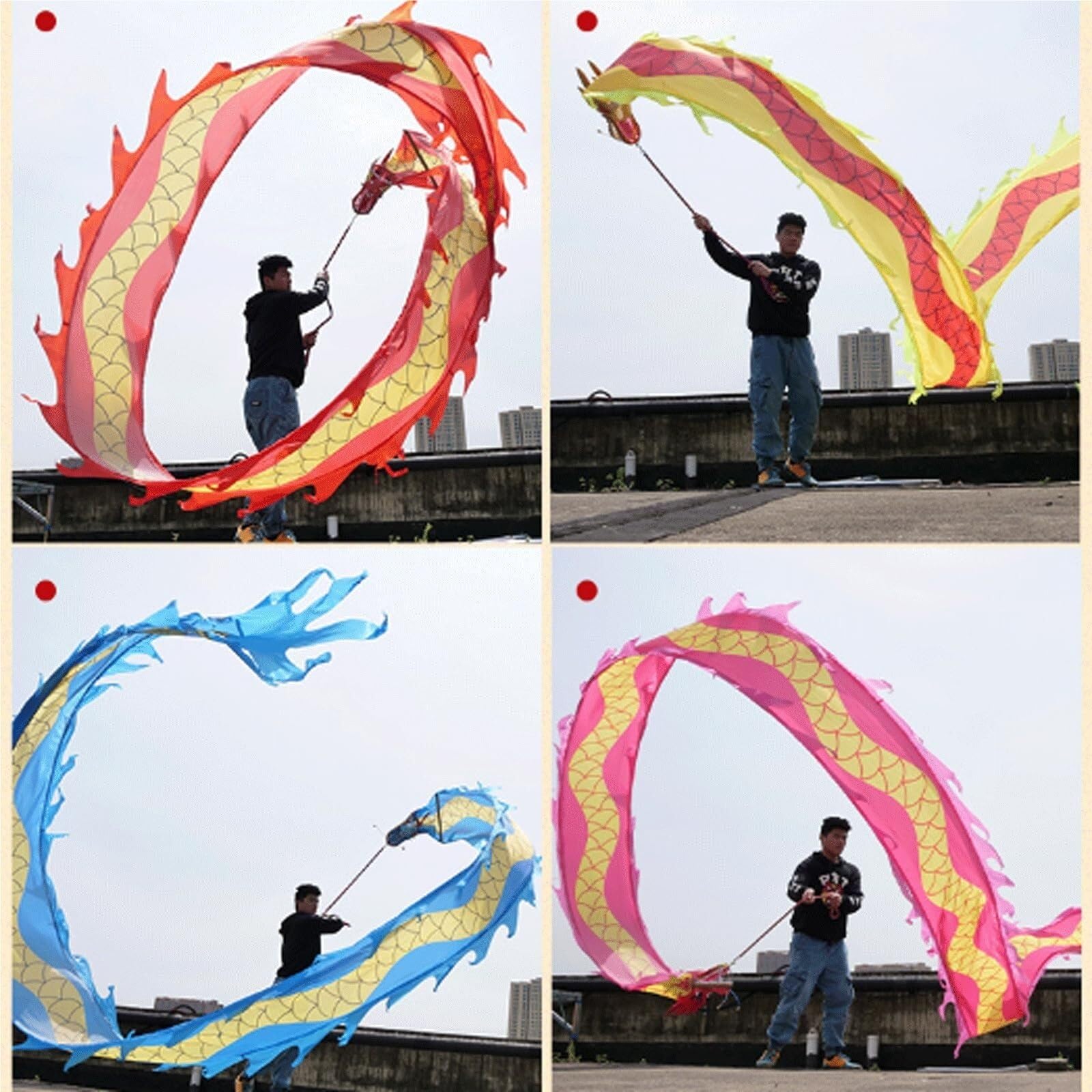 Drago Cinese per Feste Giocoleria con Nastro del Drago Gioca A Dragon Dance Streamer Testa di Esercizio Corda Feste Cinesi in Italia(Blue)