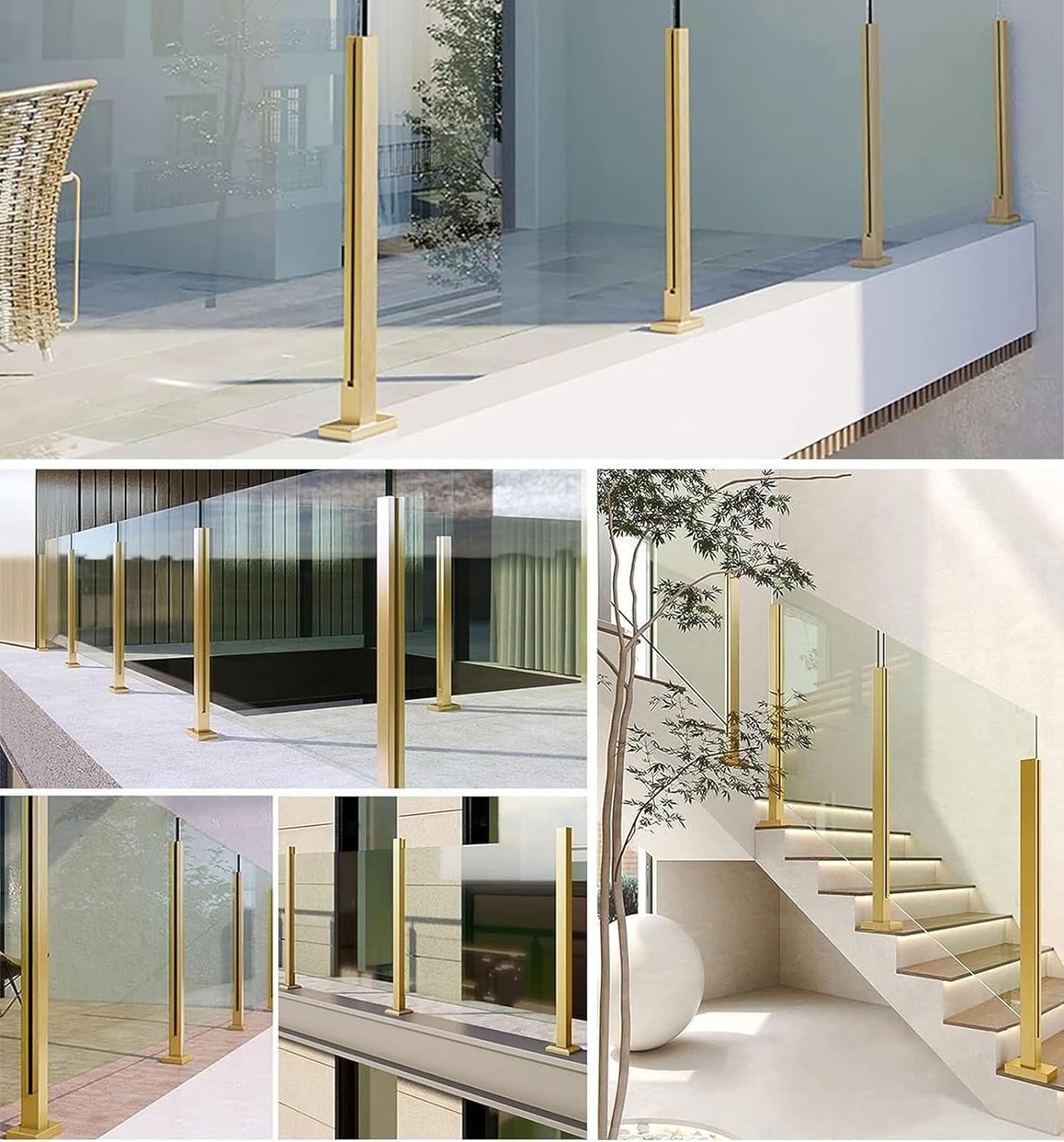 Paletti per ringhiera in acciaio inossidabile per ringhiera in vetro – il Baluster Pole per portico, villa e scale (palo angolare, 60 cm)