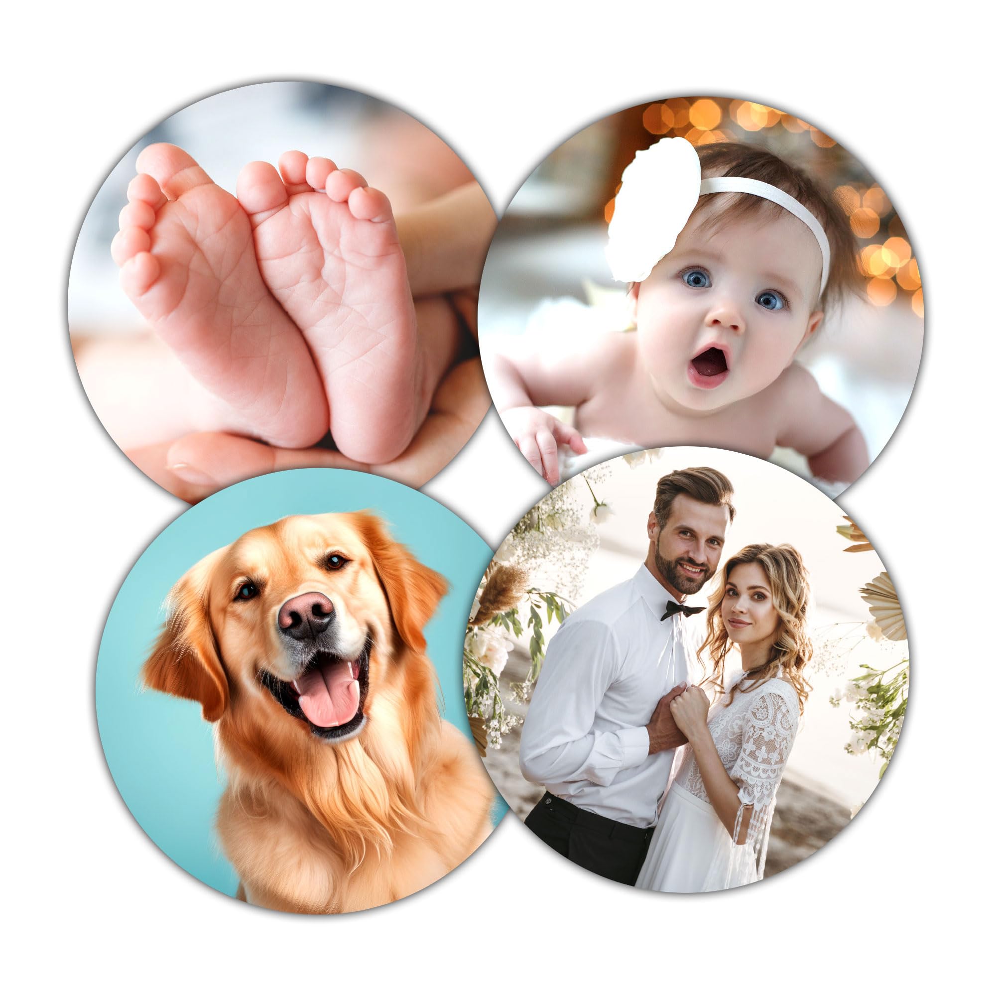 Lote de 4 imanes de madera personalizables, 5 cm, imán personalizable, portafotos magnéticas, imán de gran alcance, imán de regalo con foto personalizada (5 x 5 cm)