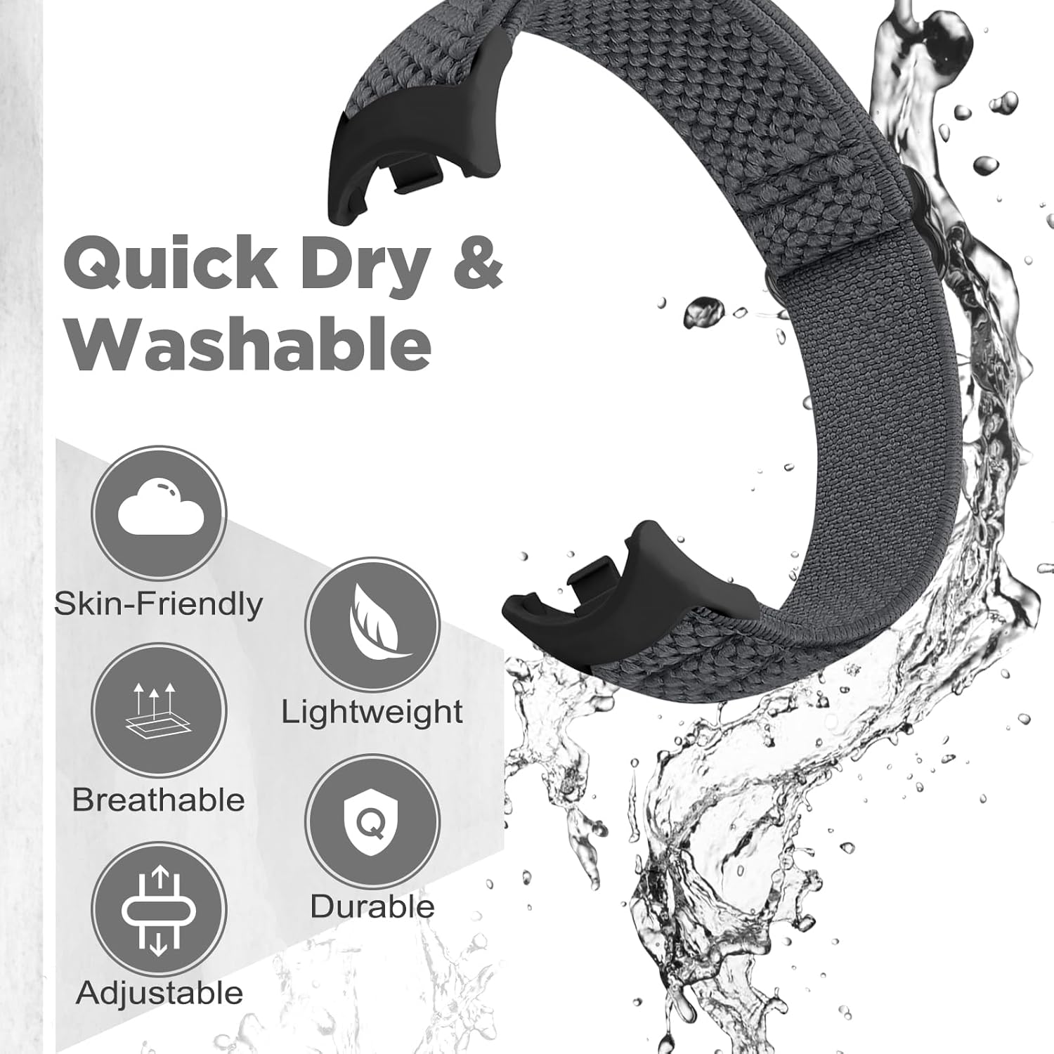 Elastic Bands Compatible with Xiaomi Smart Band 10/9/8 for Women Men, Stretchy Solo Loop Soft Nylon Elastic Strap Replacement Wristband for Xiaomi Mi Band 10/9/8，3 PCS