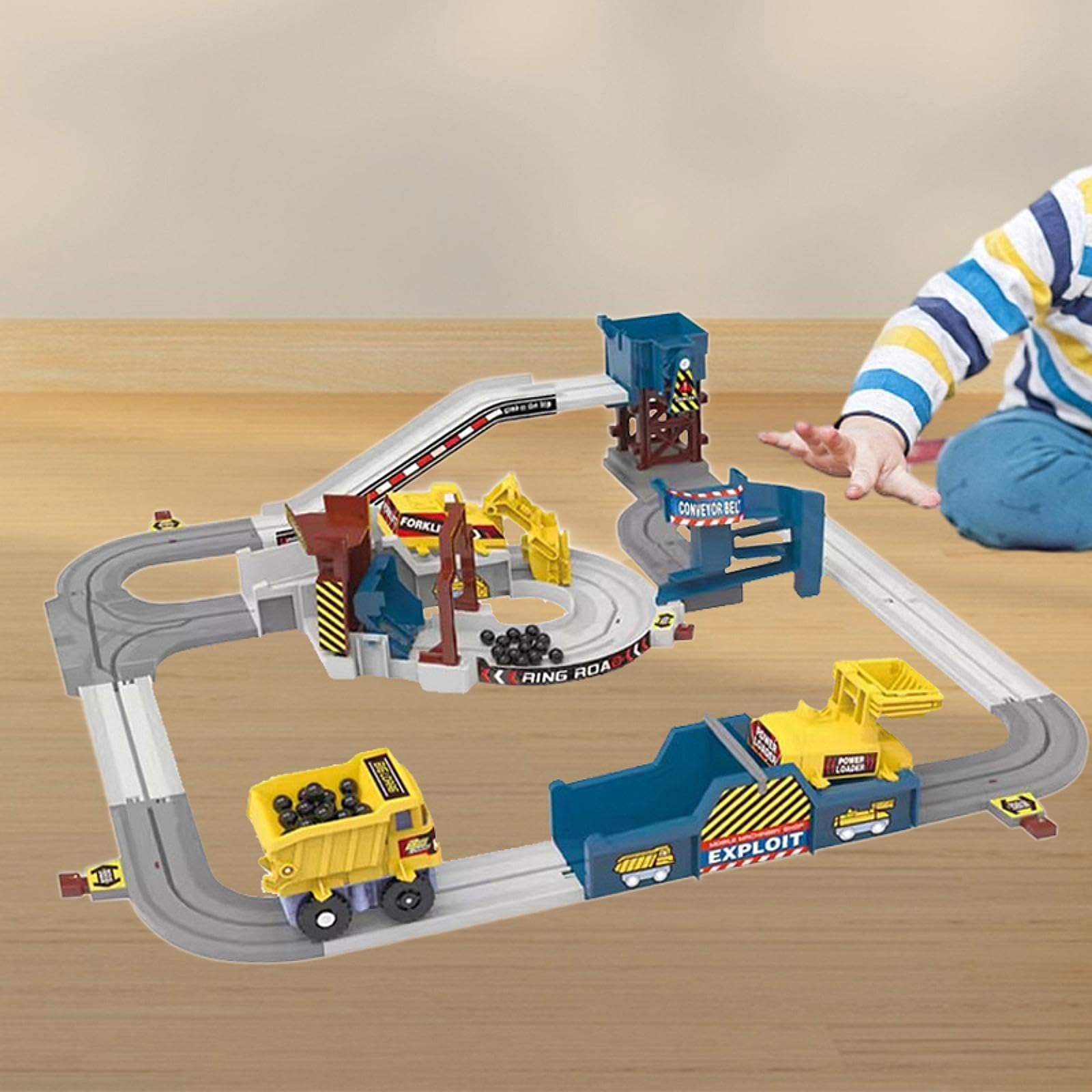 Tren para Juegos de Ingeniería con Pista de Carreras Y Vagones.
