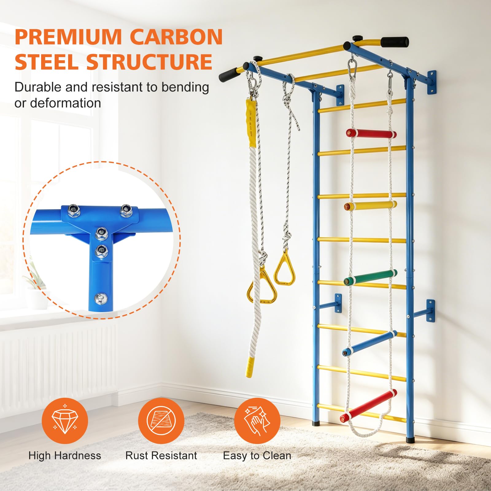 Struttura da arrampicata 5 in 1 per bambini, parete da arrampicata per interni con pioli