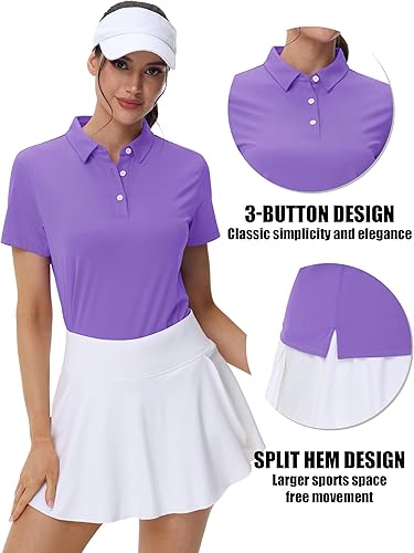 Miniatura 4 de MAGCOMSEN Polos de golf para mujer, manga corta, UPF 50+, cuello de secado rápido, para tenis, trabajo, atletismo