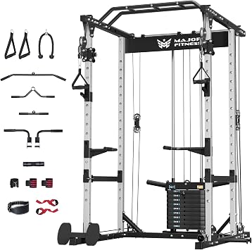MAJOR FITNESS Drone1 Power Cage - Multi-Function Power Rack for Home Gym, Squat Rack, Cable Crossover System, for Strength Training