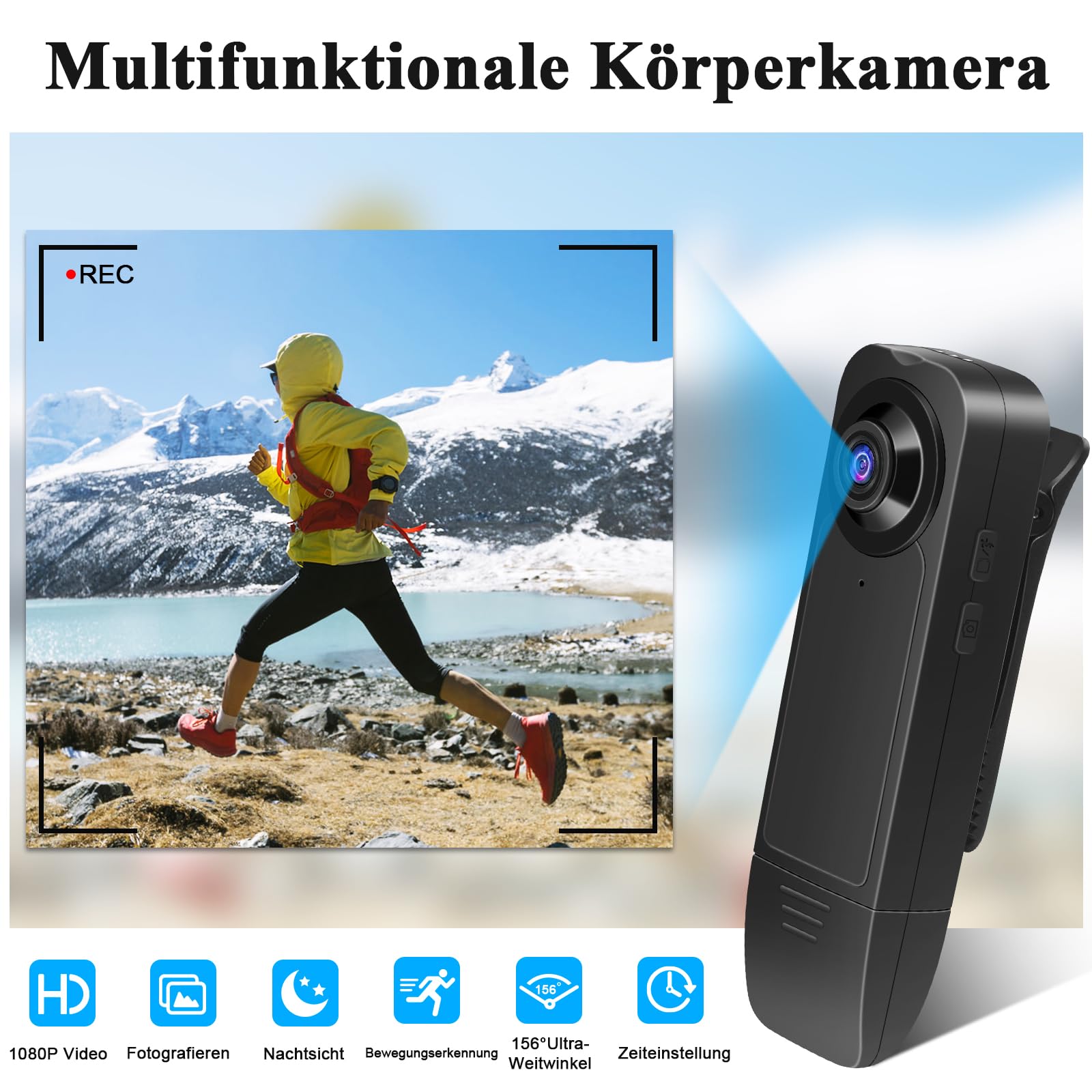 Bodycam HD 1080P Mini Kamera mit 32GB Speicherkarte, Nachtsicht, Audio Video Aufzeichnung