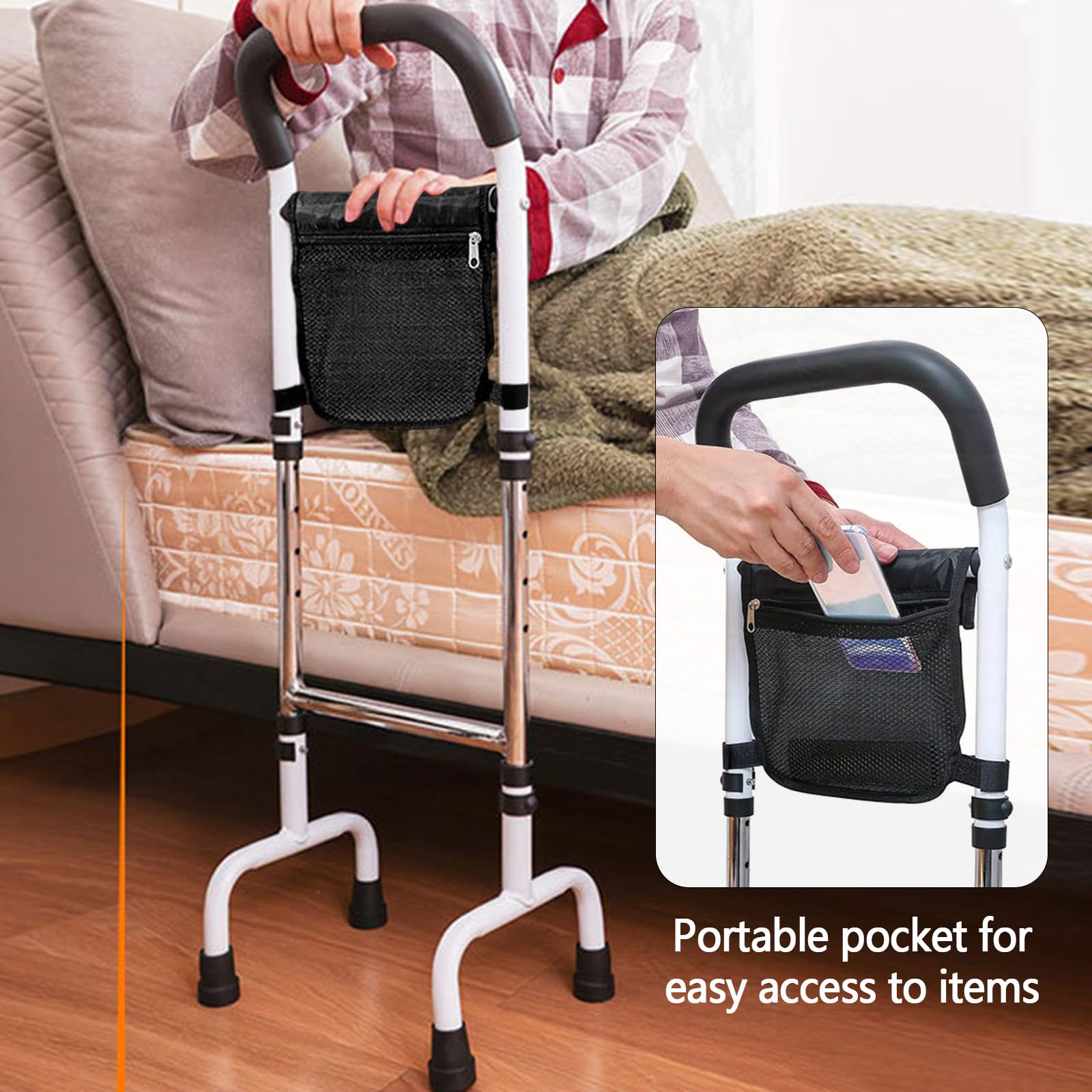 Bastone Passeggio, Stampelle Ausilio Per Deambulazione Anziani Ausilio Per Sedersi Ad Altezza Regolabile Supporto Bastone Da Passeggio Quattro Piedi Ausilio Per Stare In Piedi 73 A 92cm