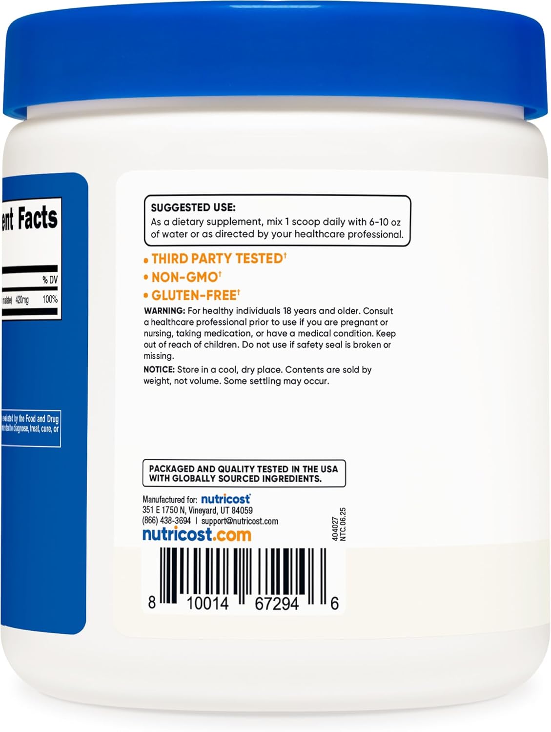 Nutricost Magnesium Malate Powder (300g) - 420mg of Magnesium Per Serving - Non-GMO, Gluten Free - Image 4