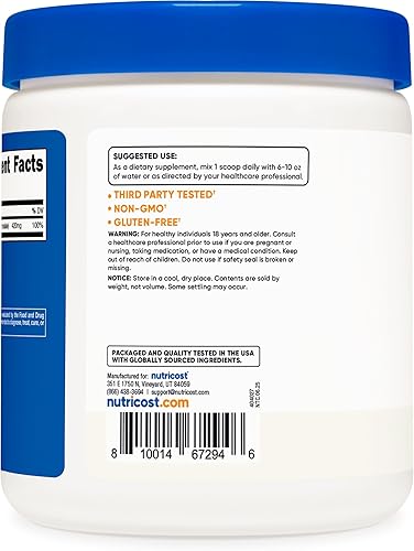 Miniatura 4 de Nutricost Malato de magnesio en polvo (10.58 oz) - 420 mg de magnesio por porción - Sin OMG, sin gluten