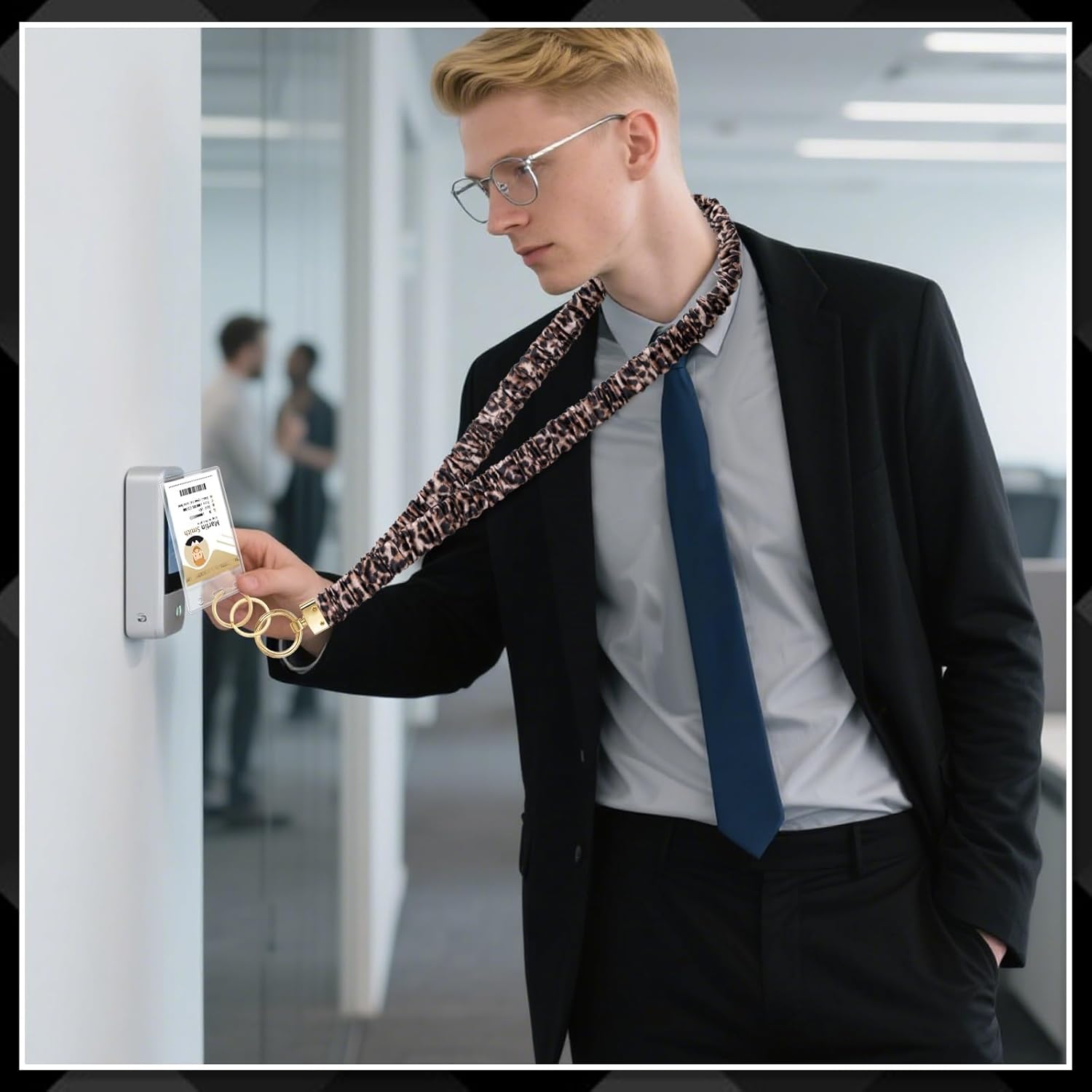 Scrunchie Teacher Lanyards for ID Badges Neck Lanyard for Keys Retractable Stretchy Straps with Card Holder for Women - Image 5