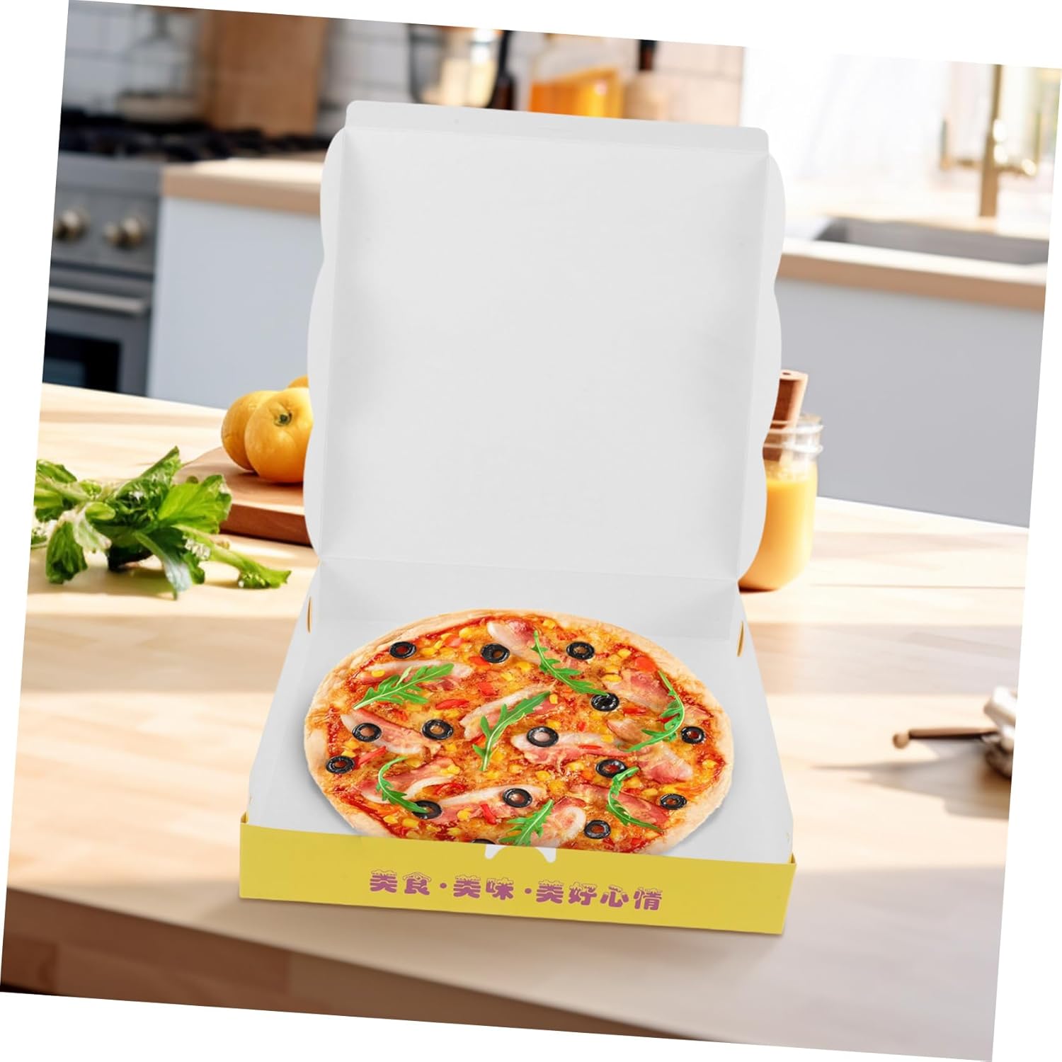 Homoyoyo 40pcs 9-inch Pizza Boxes Flat Corrugated Cardboard Takeout Containers Food Storage Holders and Party Use