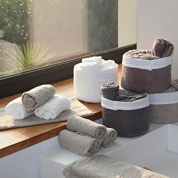 Set Serviettes De Bain 30x30cm Avec Panier - 4 Pièces Coton Épais Pour Salle De Bain | Susanna