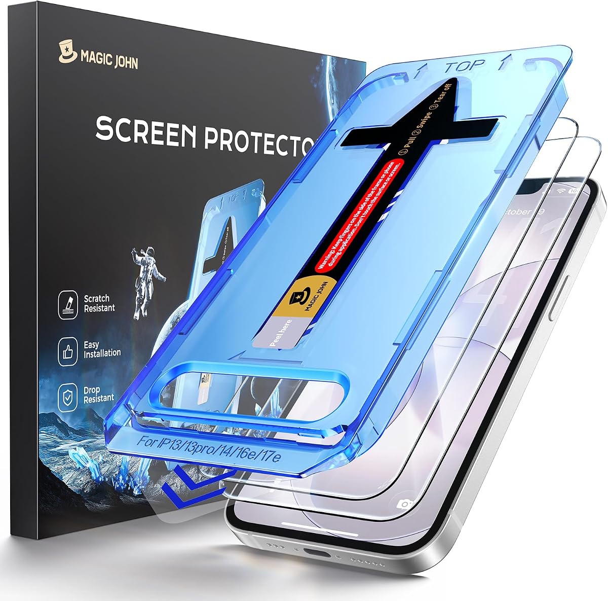 MAGIC JOHN for iPhone 17e Tempered Glass Screen Protector Easy Installation | 2 PACK, Auto Dust-Elimination, Bubble Free, Anti-Scratch, HD Clear