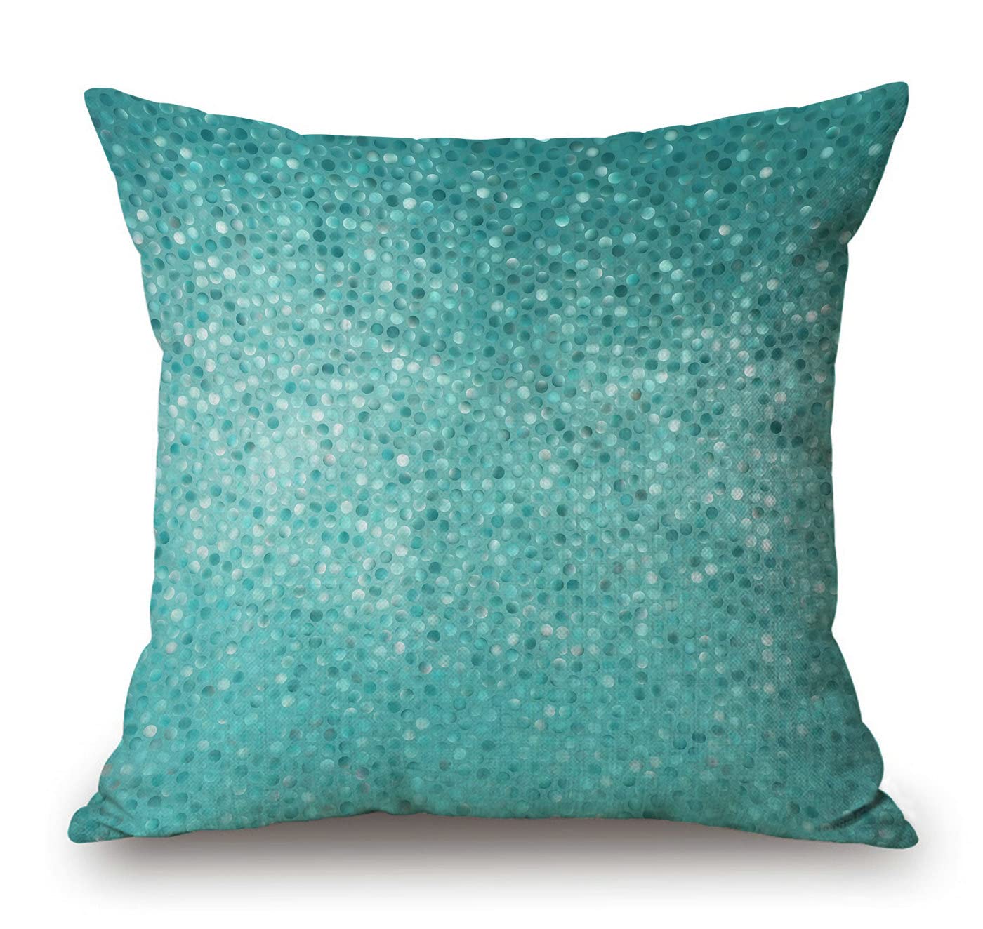 Solekla Turquoise Throw Pillow Cover, Small Dot Tiles Shape Simple Classical Creative Design Decorative Couch Sofa Bedroom Burlap Pillow Cases for Men