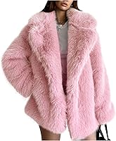 Kissonic Women's Long Shaggy Faux Fur Coat - Fluffy Lapel Winter Jacket with Pockets, Warm Open Front Outerwear