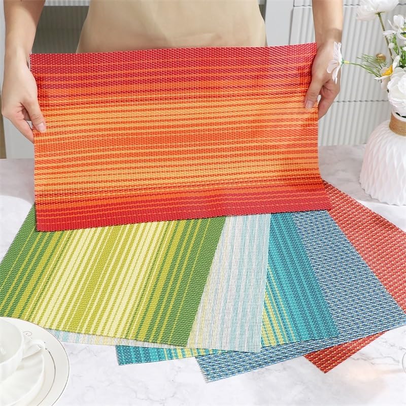 Tovagliette in tessuto termoisolato – Tappetini decorativi a righe per sala da pranzo, sottobicchieri da scrivania, protezione per il tavolo, antiscivolo, facili da pulire, accessori da cucina