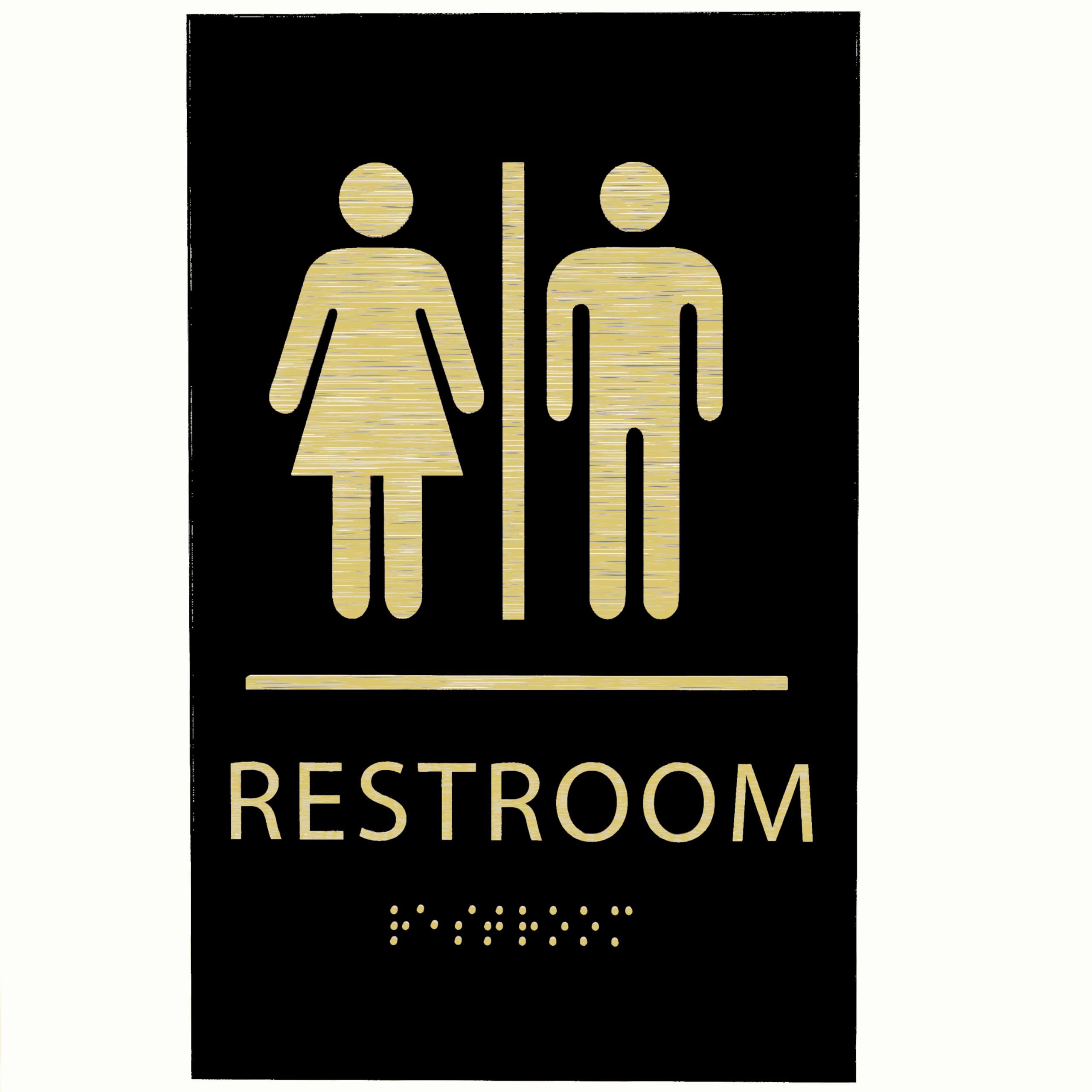ADA CENTRAL SIGNS - 6"X9" Unisex Restroom Sign - ADA Compliant Tactile Graphics Grade 2 Braille Text Acrylic Wall Signs - Bathroom Door Placard All