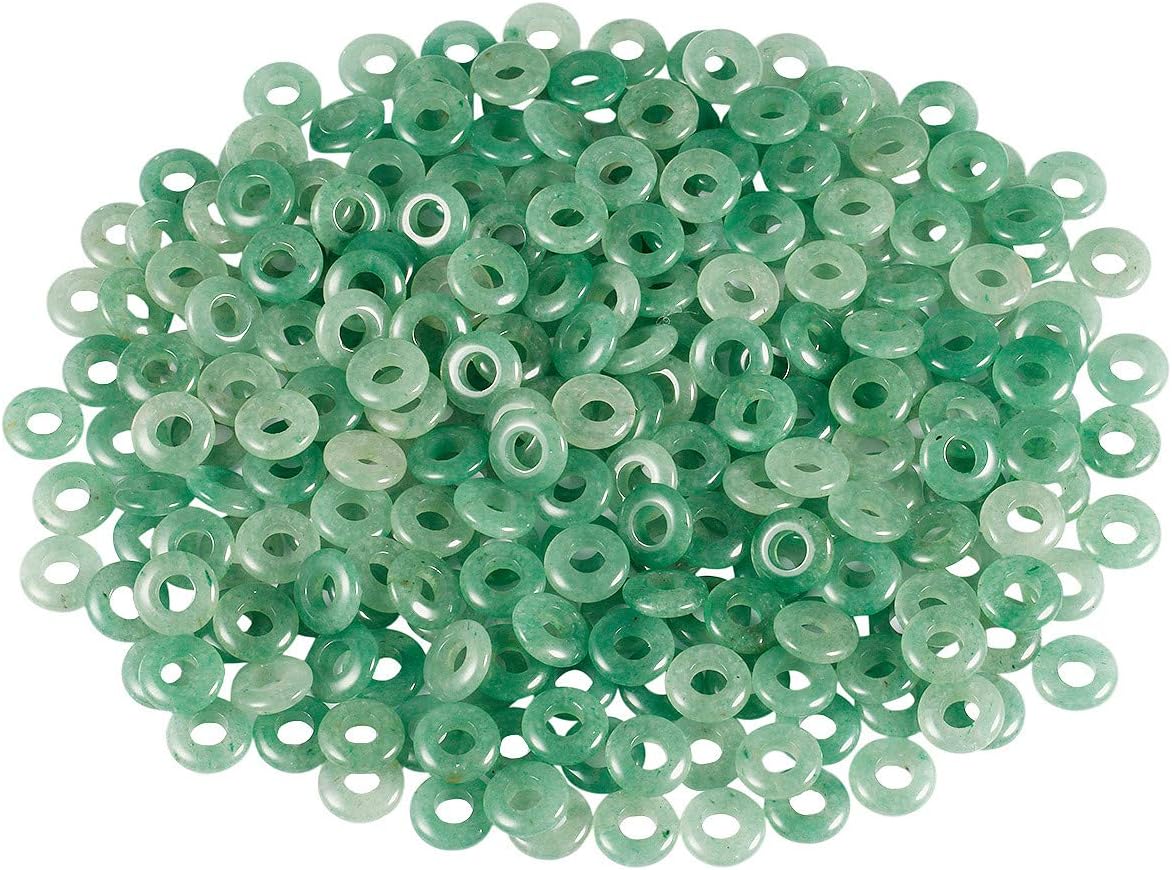 TUMBEELLUWA Natural Gemstone Beads for Jewelry Making, 4x14mm Rondelle Large Hole Loose Beads Pack of 15,Green Aventurine