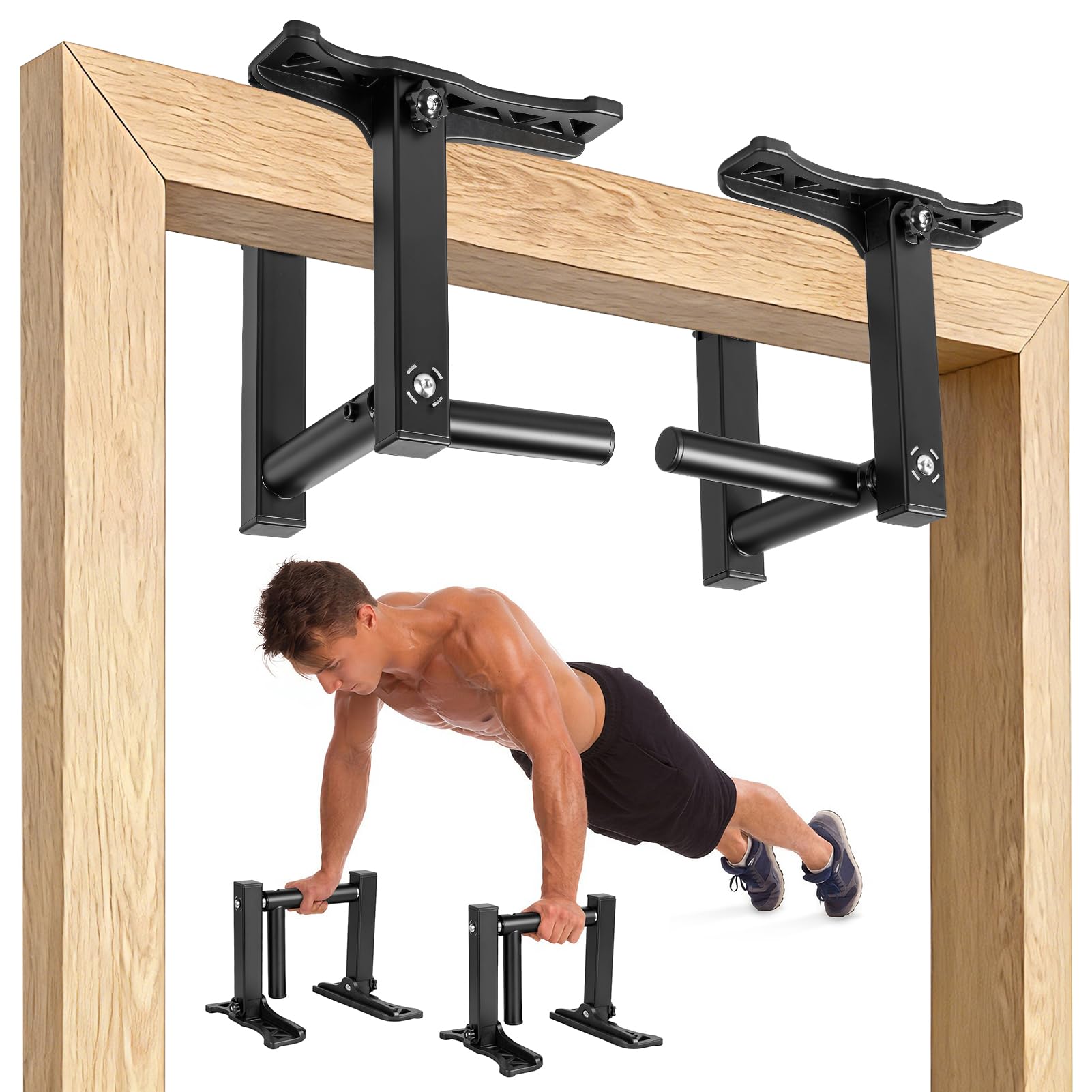 Parallettes, 2-in-1 Klimmzugstange Calisthenics Equipment for Handstand, Push Ups & More, Push Up Handles Belastbarkeit: 200 kg, geeignet für Heim- und Fitnessstudios, Schwarz
