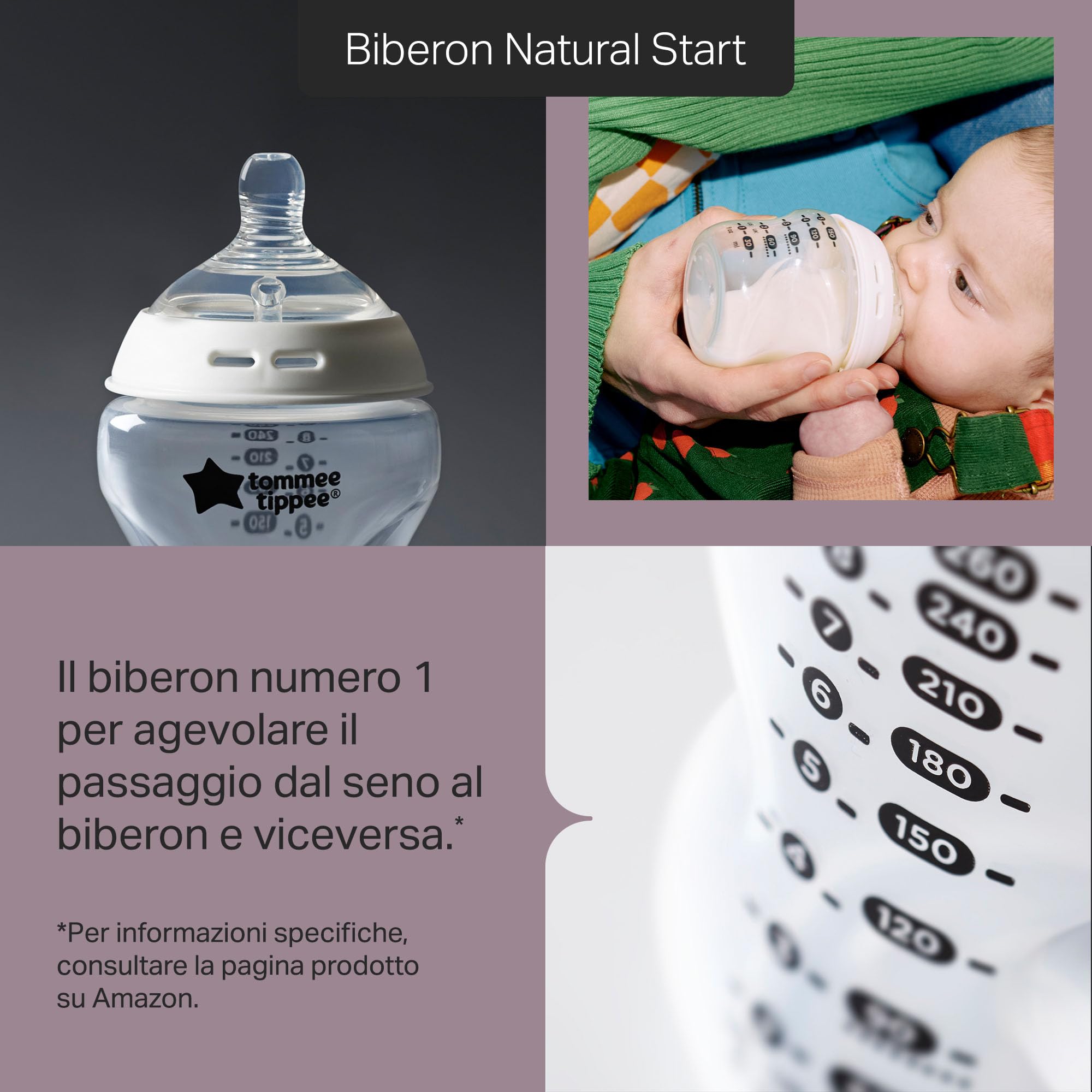 Tommee Tippee Starter Set, Comprensivo di Biberon Natural Start Autosterilizzanti da 150ml e 260ml con Tettarelle a Flusso Lento e Super Lento, Ciuccio Neonato Newborn e Ciuccio StayPut Ultraleggero