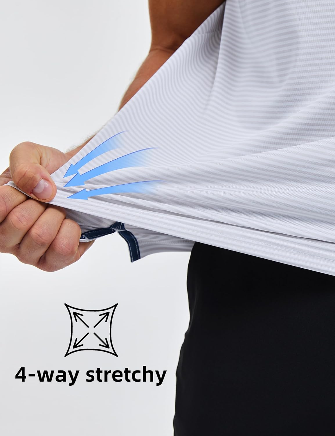 MAGCOMSEN Men's Polo Shirts Short Sleeve Striped Golf Summer Polos Dry Fit Performance Casual Collared Shirt White S - Image 5