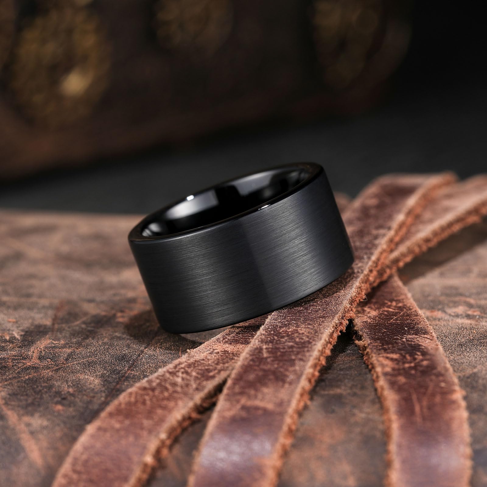 King Will Alianza de boda de tungsteno negro de 12 mm para hombre – Anillo cepillado con borde plano, ajuste cómodo, duradero, regalo 69,7 (22,2)