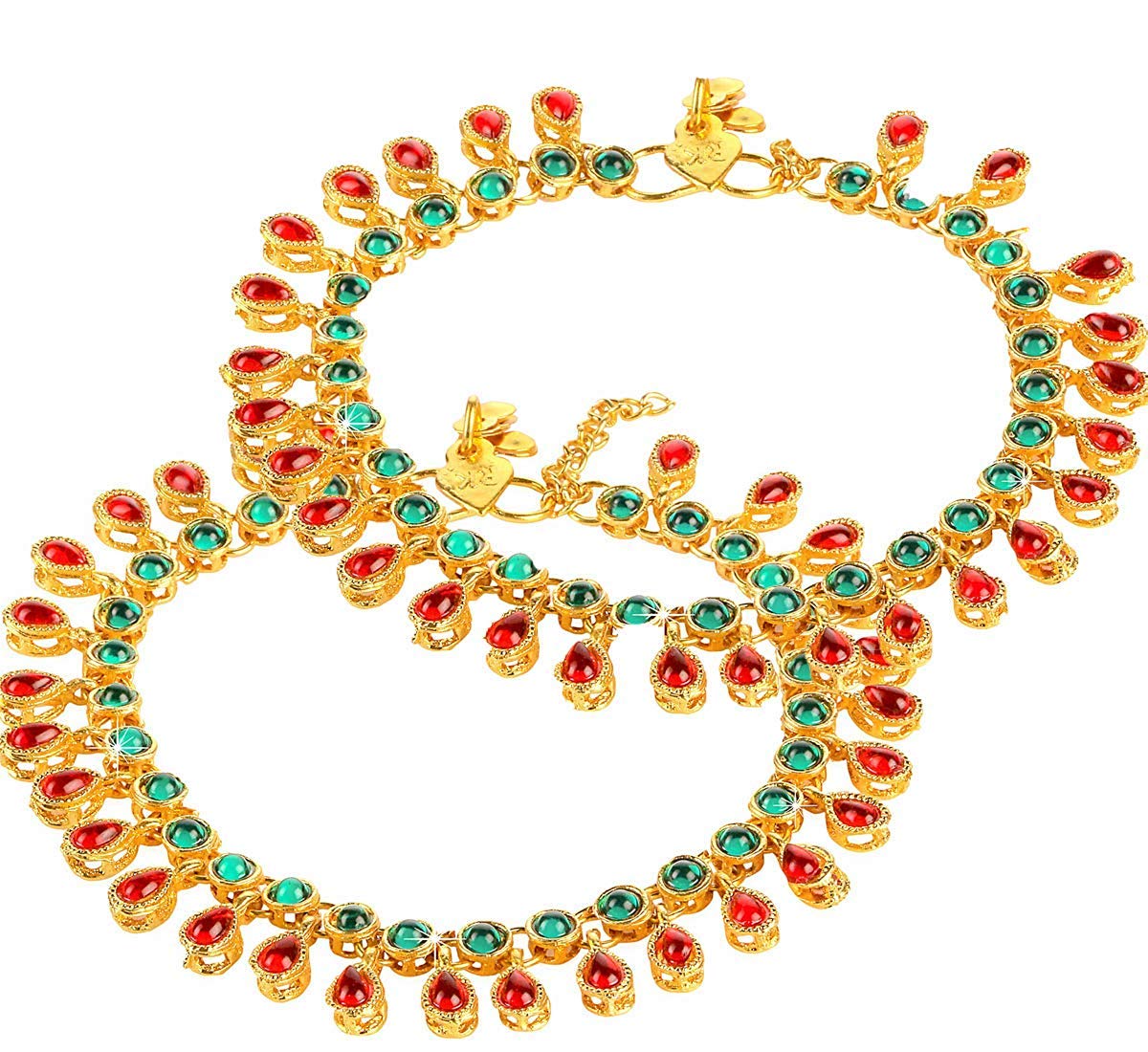 Traditional Gold Plated Kundan Payal Anklets Jewellery for Women & Girls (A031MG)