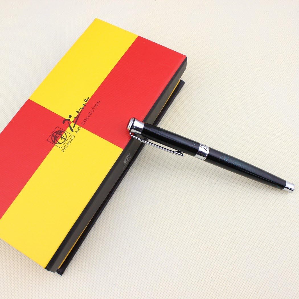 Picasso Fountain Pen 903 Black with Silver Clip Pen Green Fireworks Pattern Pen
