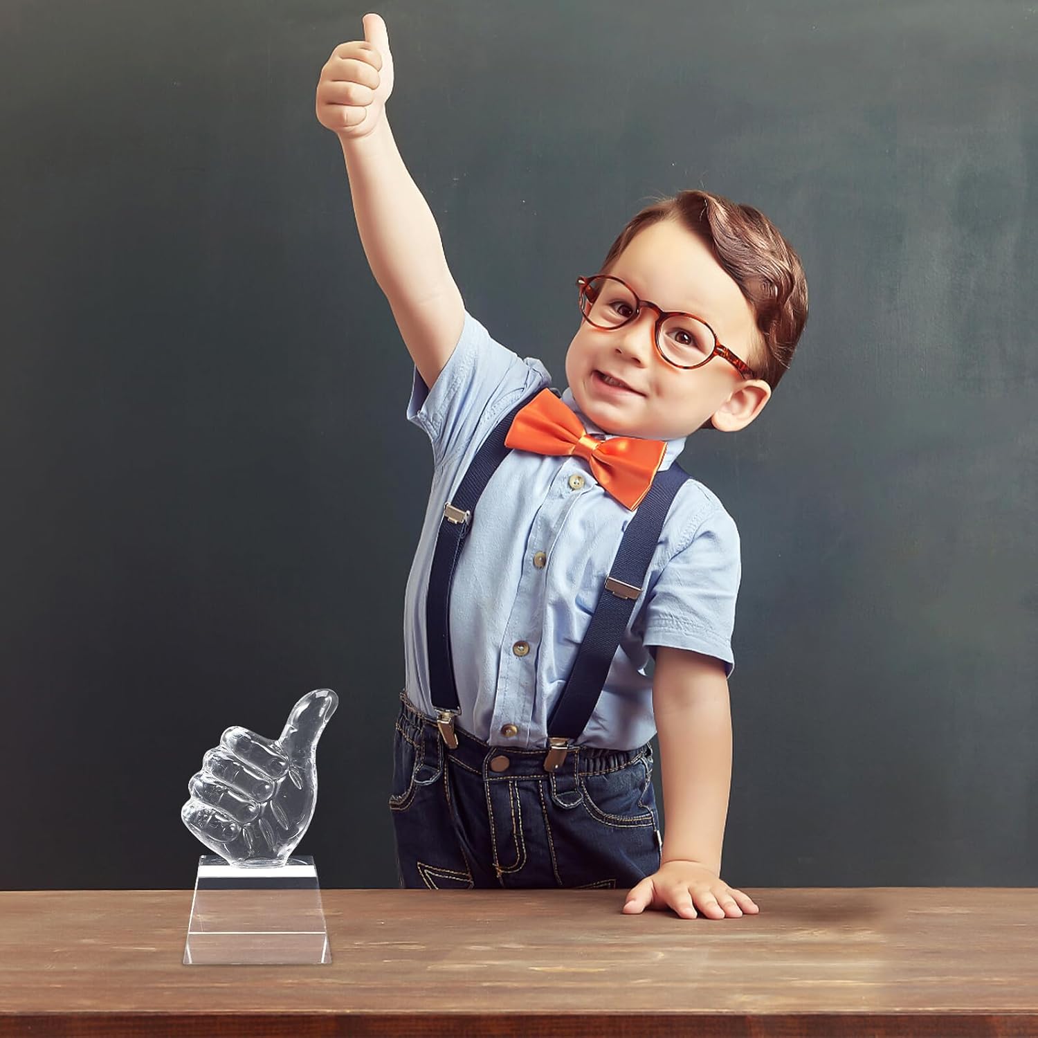 PRETYZOOM Crystal Trophy Set 2pcs Thumb up Finger Trophies Celebration Award Cups for Sports Winners Desktop Decor Recognition