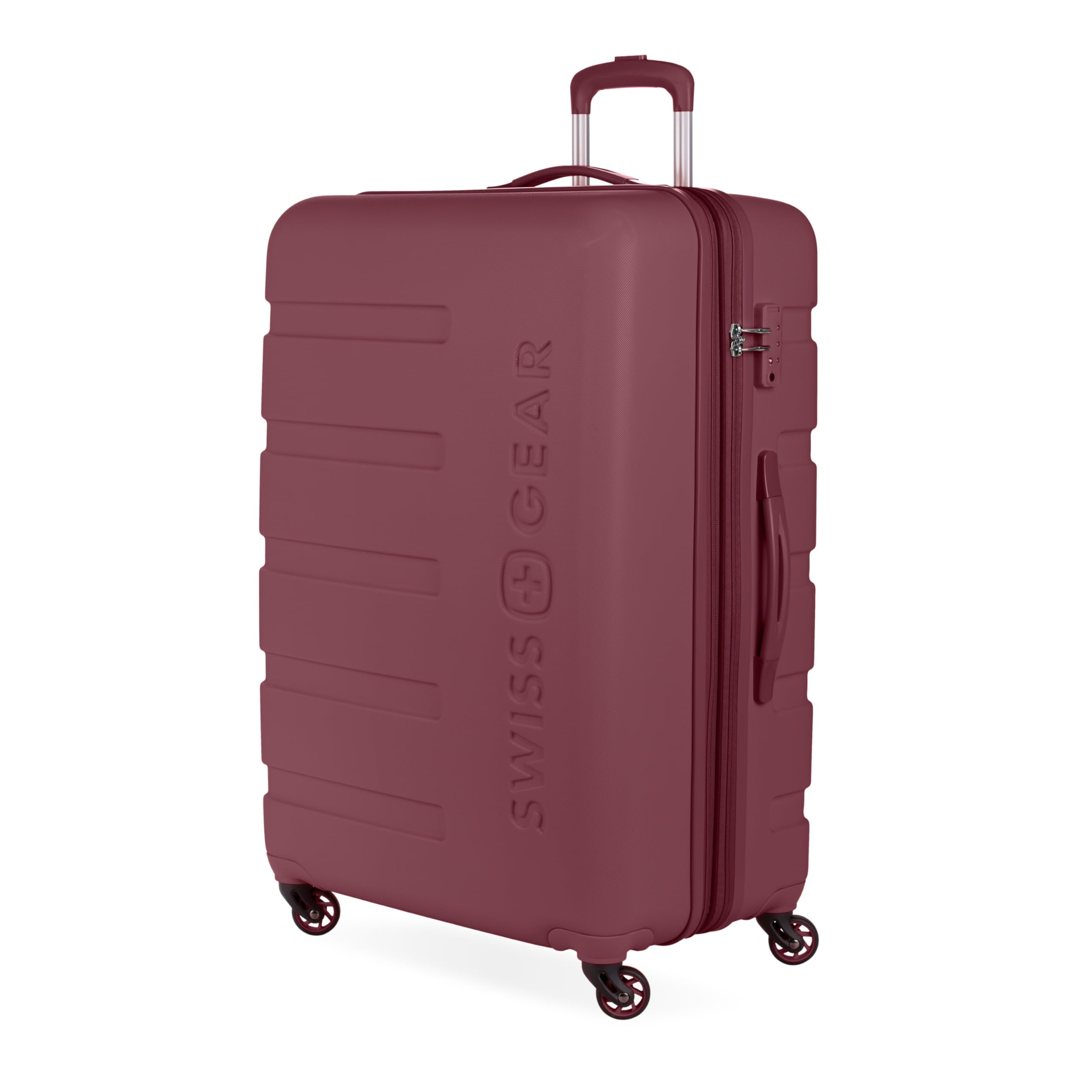 SWISSGEAR Signature Hardside Expandable Checked Large Spinner Luggage, ABS Construction, TSA-Friendly Lock, Merlot, 27-Inch