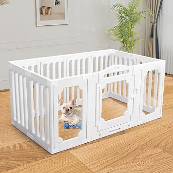Ancaixin Modern Clear Acrylic Dog PlayPen for Indoors, Tool-Free Assembly