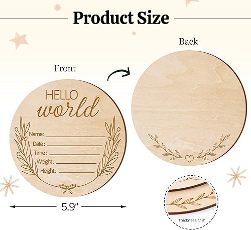 Miniatura 5 de Letrero de anuncio de madera para bebé, 5.9 pulgadas, letrero de anuncio de nacimiento, letrero de anuncio de nombre de bebé para Hopspital Photo