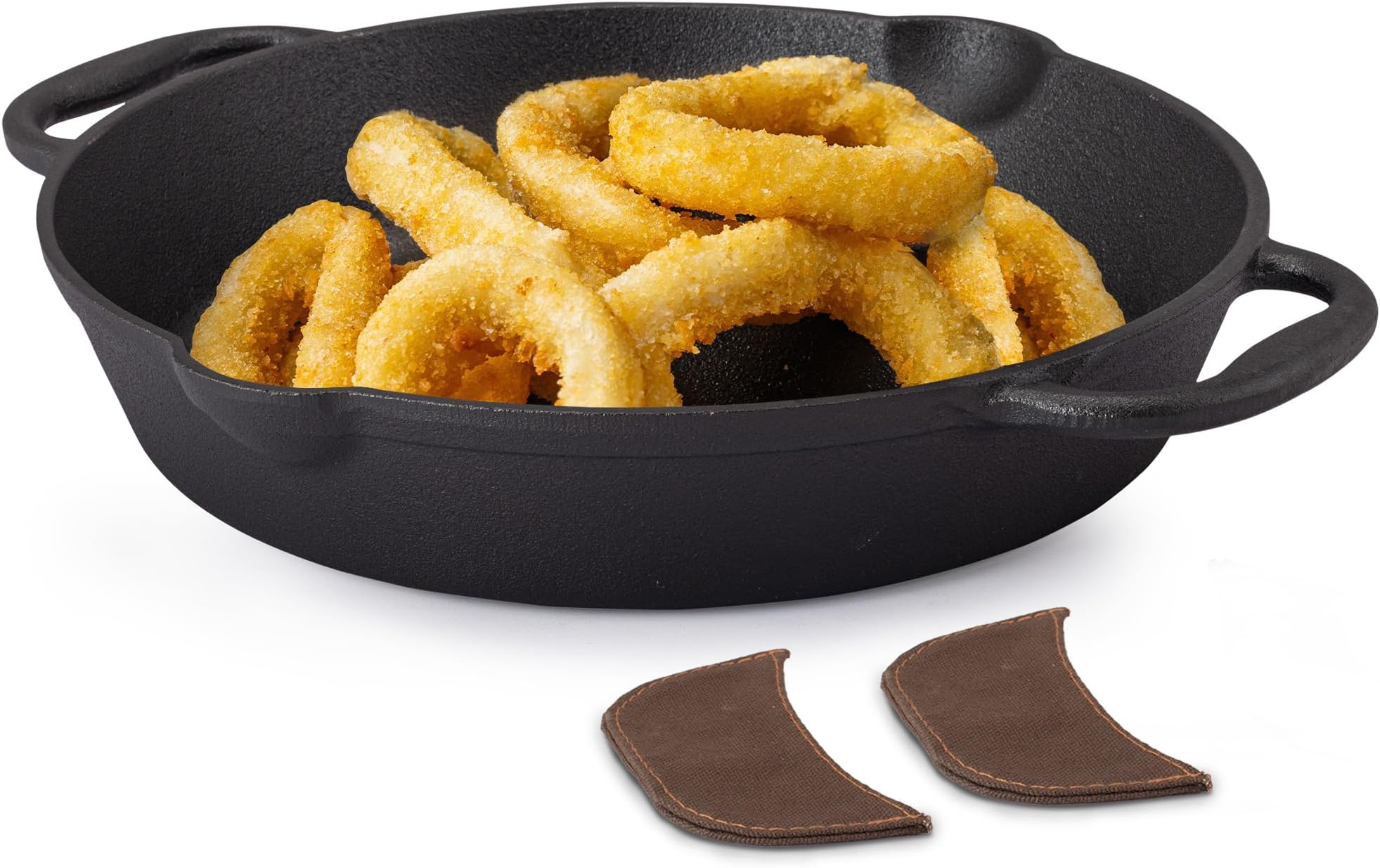 AGARO Royal Pre Seasoned Cast Iron Deep Fry Pan,25 cm Diameter,1.8L Capacity,No Chemical Coating,Rigid Handles,Fast Heating,Heavy Weight,Gas Oven & Induction Compatible,Frying,Deep Frying,Black