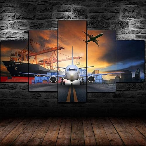 MIJIE -Arte abstracto grande de 5 piezas de arte moderno enmarcado lienzo impresiones artísticas decoración - Logística carga avión envío póster de