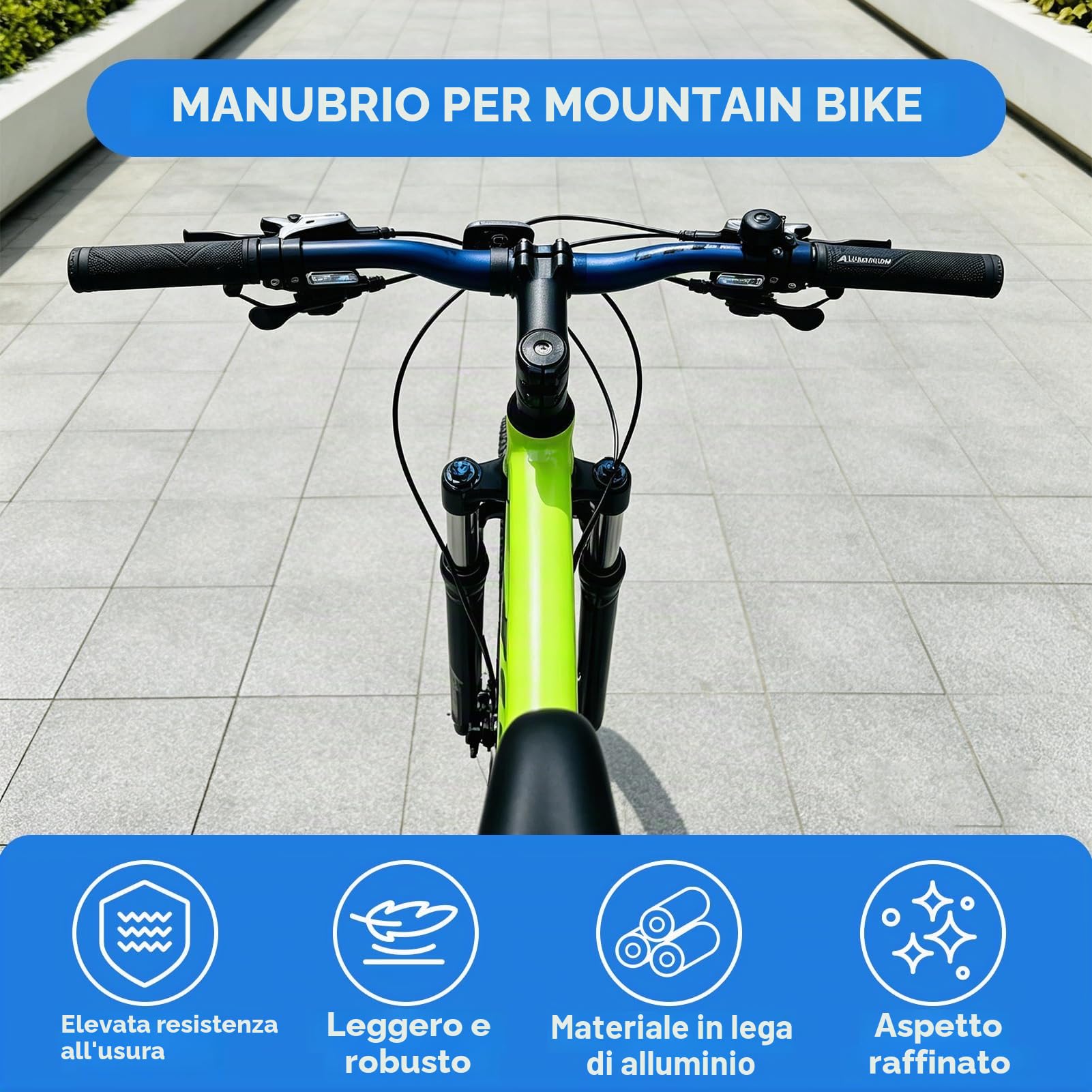 Agatige MTB Mountain Bike Bicicletta Manubrio Extra Lungo Lega di Alluminio 31.8x720mm 700mm Riser Bar(Blu)