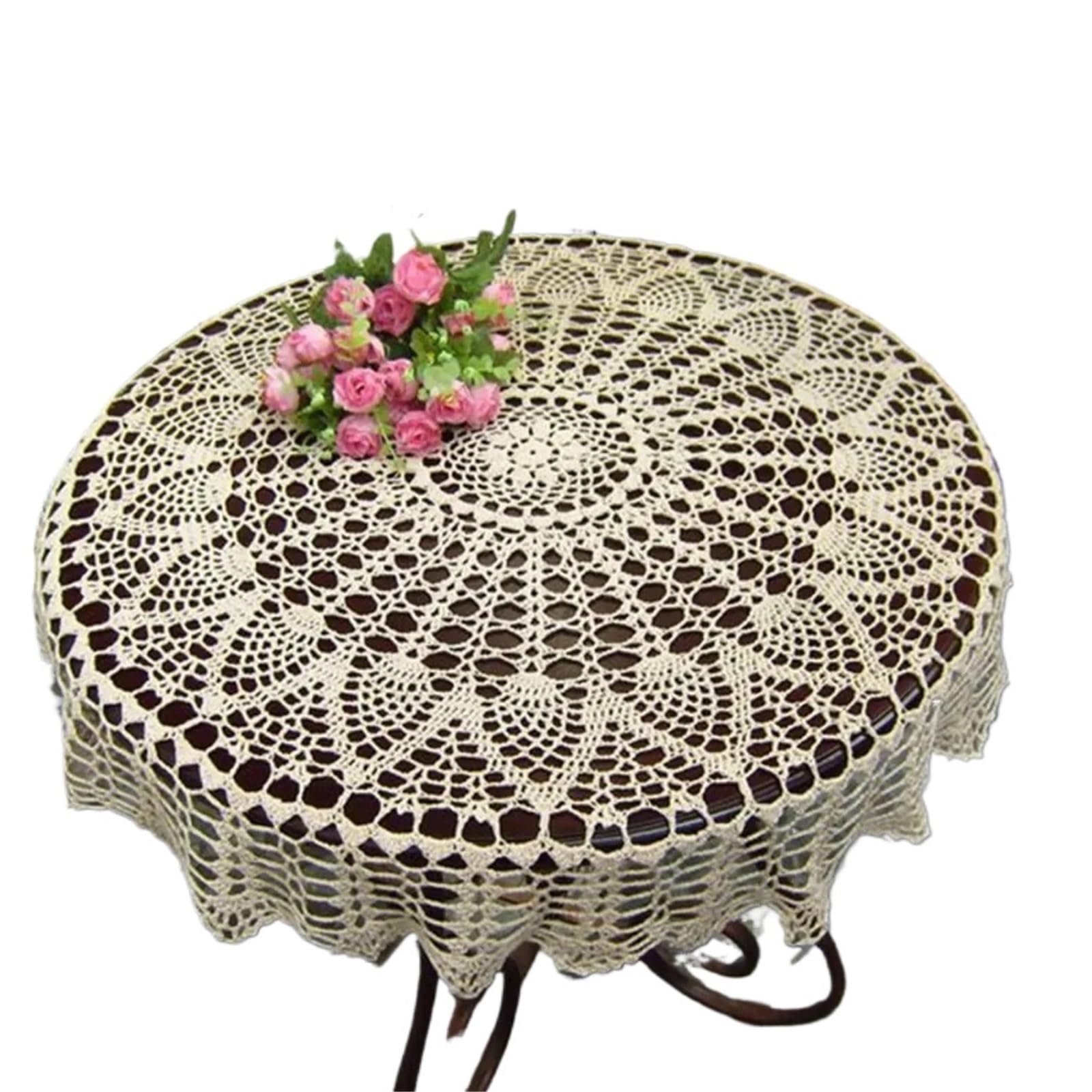 Nappe en dentelle ajourée anti-rayures pour guéridon et table basse