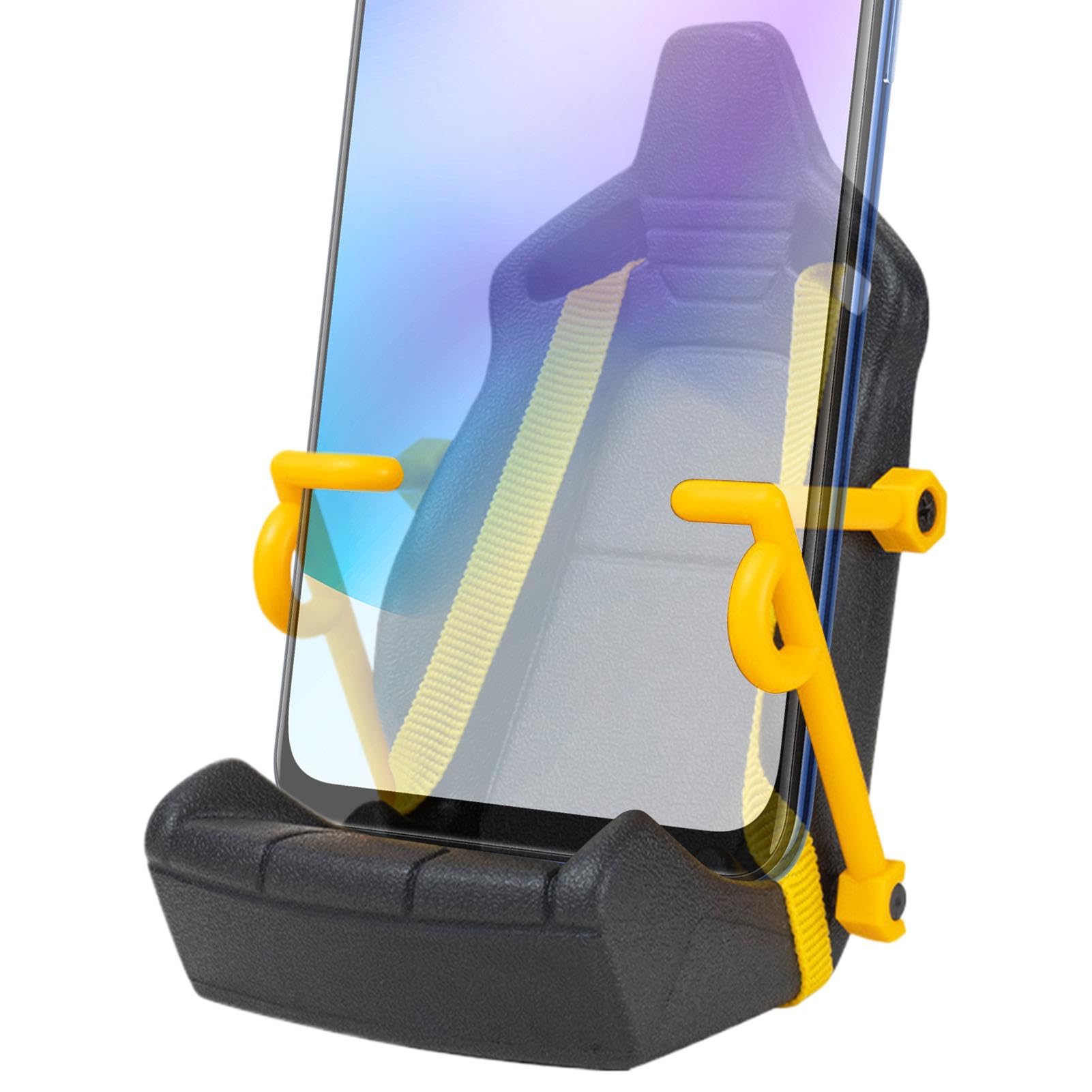 Supporto per telefono per bocchetta 'aria 'auto, supporto per telefono per bocchetta 'aria 'auto, design con sedile da corsa, con cintura di sicurezza per telefoni