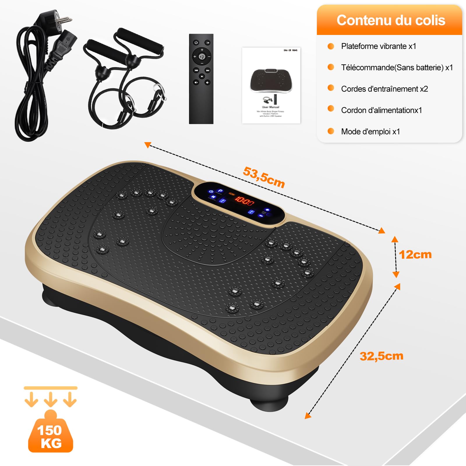 Plateforme Vibrante Perte de Poids, Plaque Vibrante Oscillante, 99 Vitesses, Bluetooth, USB
