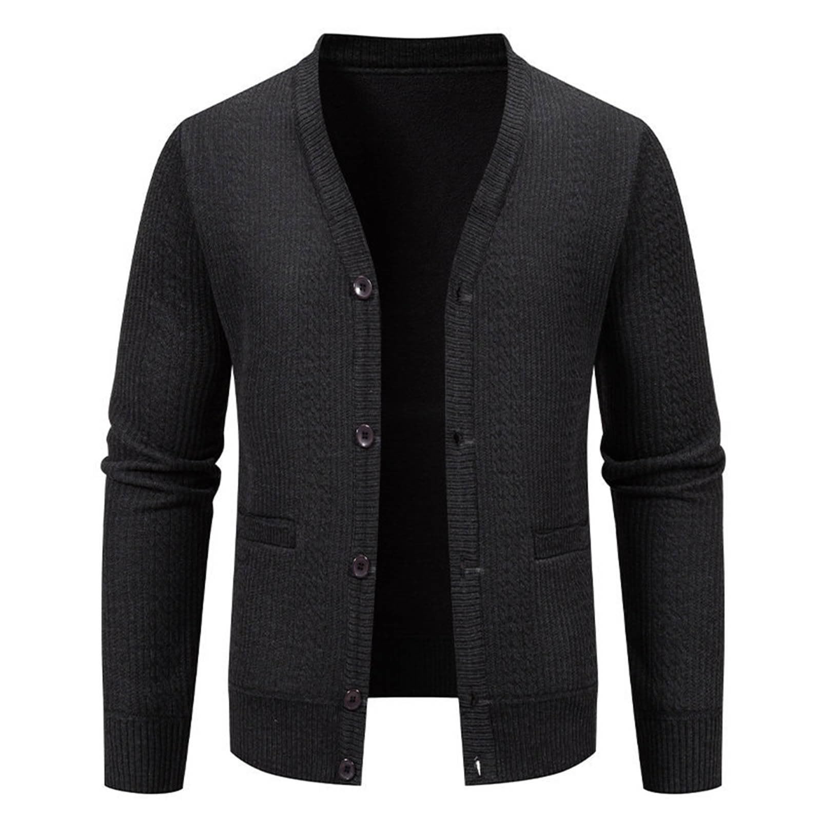Cardigan Punto Hombre, Chaqueta De Invierno Hombre con Botones De Punto De Manga Larga Frente Abierto Ligeros con Botones Suéter Tipo Cárdigan Chaqueta De Entretiempo De Punto