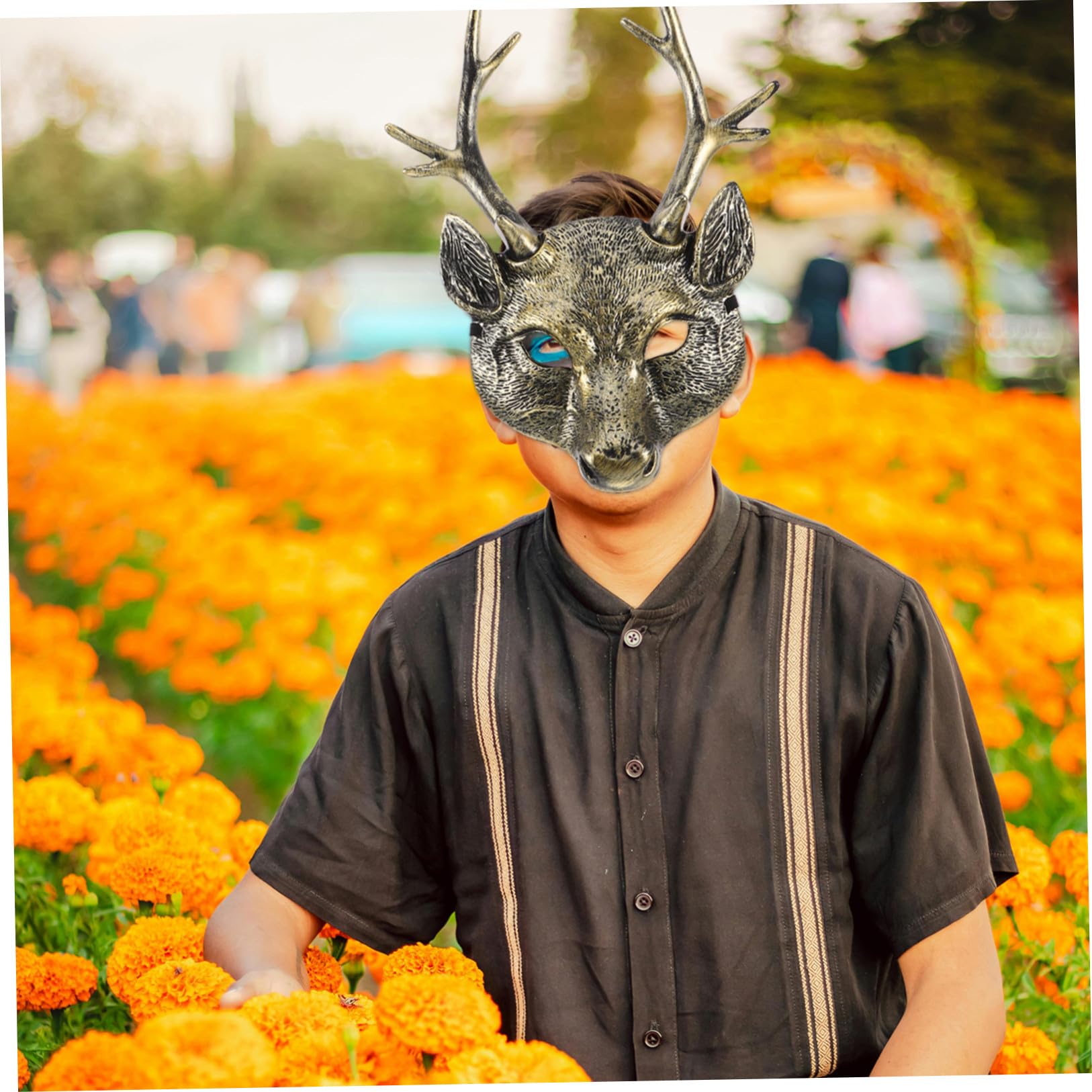 Maschera Animale Realistica a Testa di Cervo in Materiale Leggero e Traspirante Accessorio Cosplay e Maschera per Costume di Halloween per Adulti e Feste di Carnevale