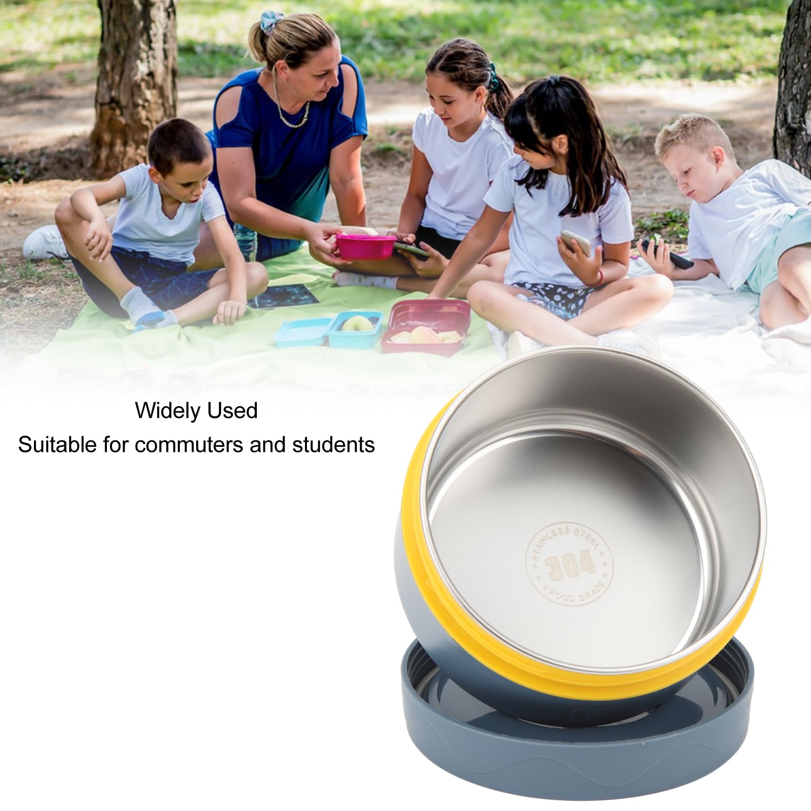 Amazon｜保温調理鍋 420ml 304 ステンレス鋼二重層ポータブル丸型保温