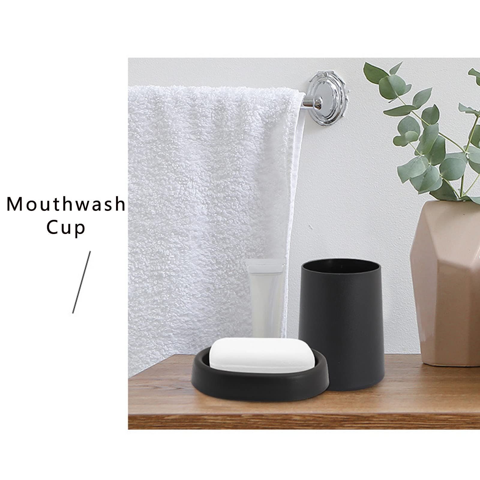 Juegos de Accesorios de baño, Simple Lustroso Acesorios Cuartos de Baño 4 Piezas con Dispensador Jabon Baño, Jabonera Baño, Porta Cepillo de Dientes para Champú Negro