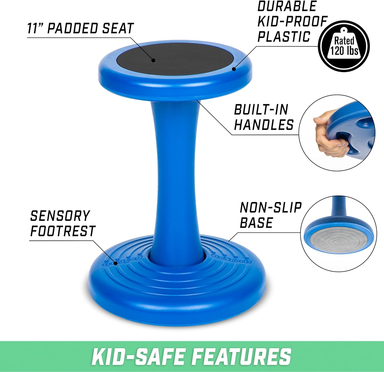 GoSports 18 Inch Wobble Chair - Sensory Stool for Active Kids - ADHD Chair for Classrooms or Home