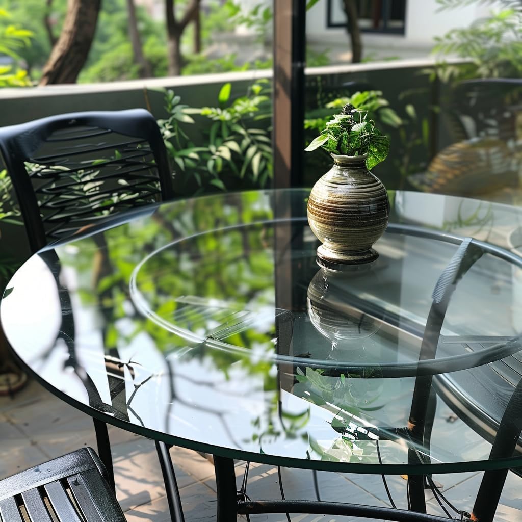 SZG 48" Inch Round Glass Table Top 1/3" Thick Tempered Flat Polished (1/3" Thick - Flat Polished, 48 in) 48 in 1/3 " thick - Flat polished