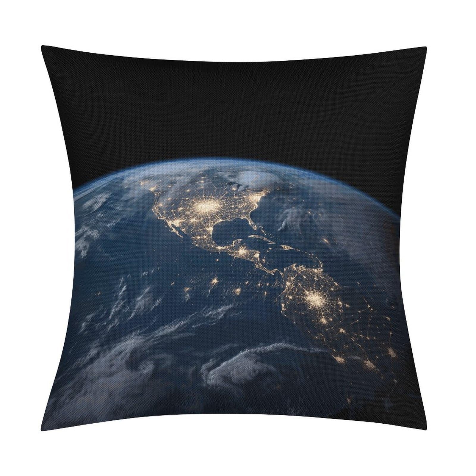 Fodpand Style Earth From The Outer Space Pillow Covers 18X18 Inch, Pillow Cases Boho Farmhouse, Throw Pillow Covers For Couch Sofa Bed Spring Home Decor