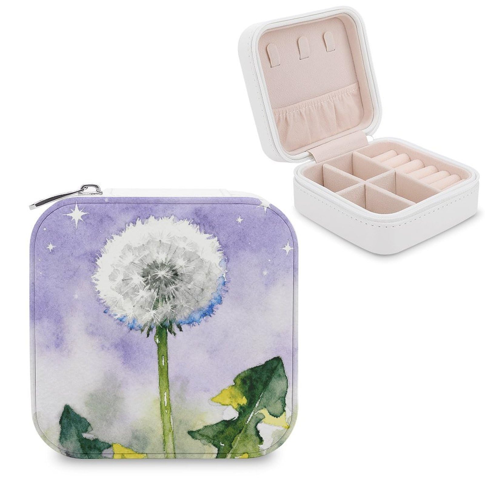 LZQPOEAS Dandelion Jewelry Box, PU Patterned Storage Case, Portable Travel Jewelry Organizer Box for Storing Rings, Pendants, Earrings, Necklaces, And Women's Specialized