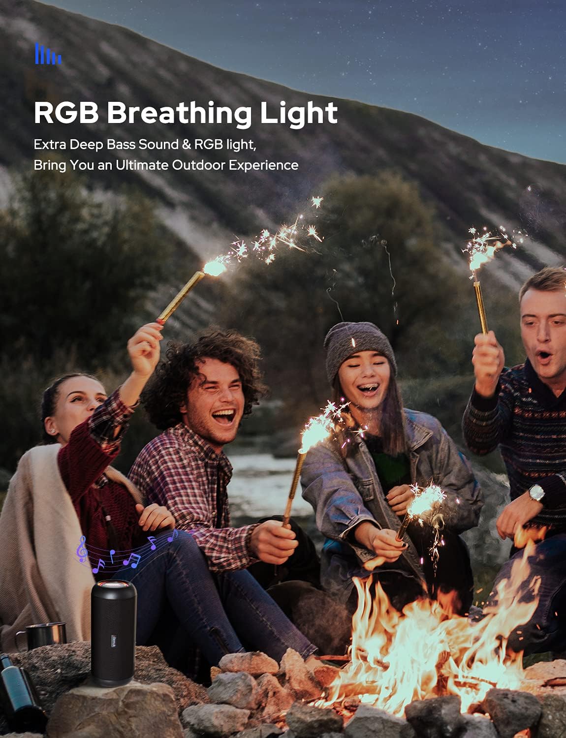 RIENOK S1 speaker with vibrant RGB breathing lights