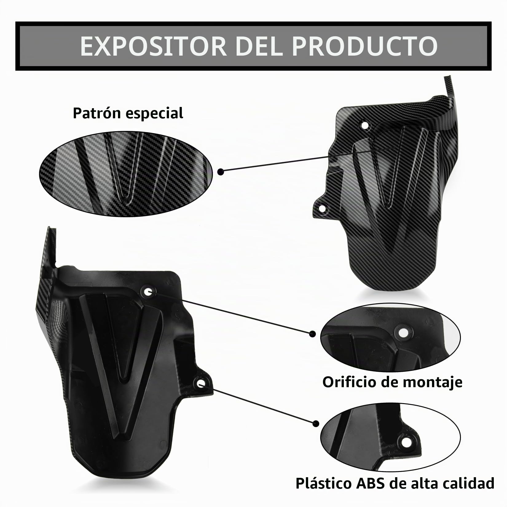 Guardabarros Trasero Splash Guards para ADV 350 2022 2023 2024 2025,PSLER Salpicadero Accesorios Motocicleta(Fibra de Carbono)
